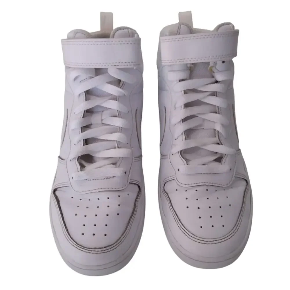 Nike Air Court Borough Mid 2 basketball athletic shoe Triple White 7Y/M-8.5 W - Picture 3 of 7